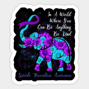 Be Kind Suicide Prevention Awareness Elephant Sticker